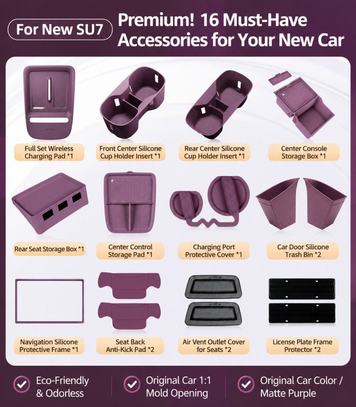 1784707907_a52b3fb6 Xiaomi SU7 Interior Silicone Kit – Wireless Pad, Cup Holder & Organizer - Image 1