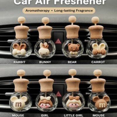 Cute Cartoon Car Vent Clip Air Freshener – Refillable Perfume Diffuser Bottle