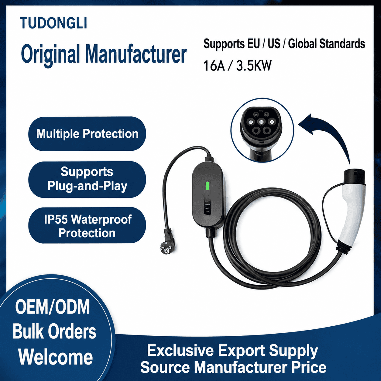 1785152978_082af3c0 (1) 3.5KW Portable EV Charger – IP55 Waterproof Type 1/Type 2/GB/T - Image 1