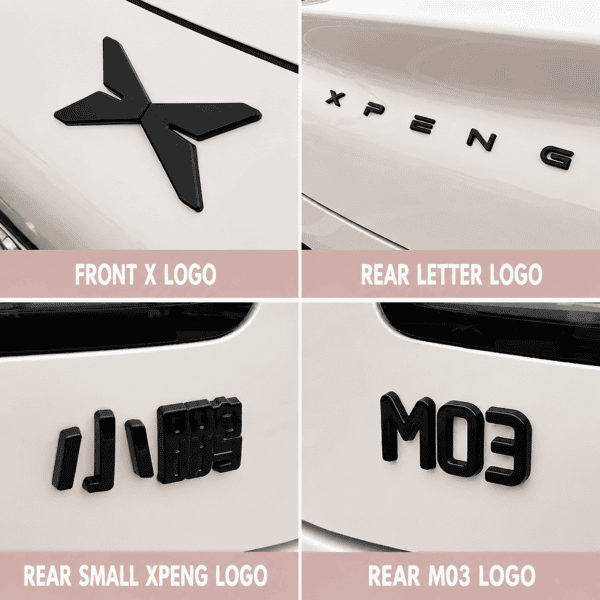 Xpeng MONA M03 Gloss Black Emblem – Metal Badge Overlay Kit