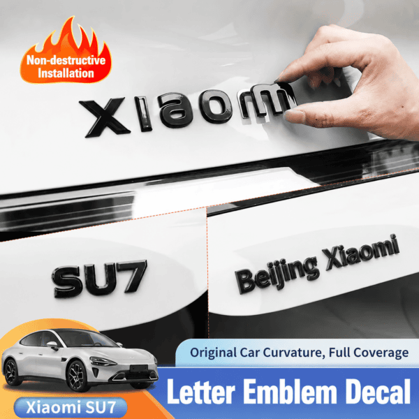 Xiaomi SU7 Gloss Black Emblem Kit – Stealth Badge Overlay Set