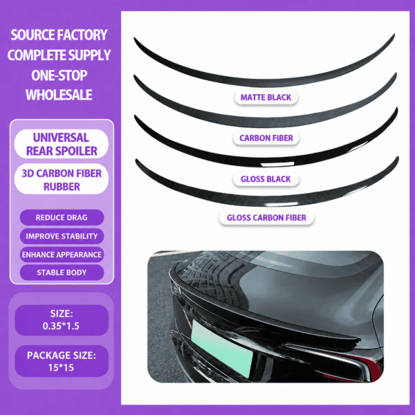 Universal Carbon Fiber Rear Spoiler – No-Drill Trunk Lip Wing