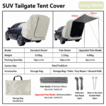 SUV Tailgate Tent with Awning – Waterproof Car Rear Canopy for Camping - Image 3