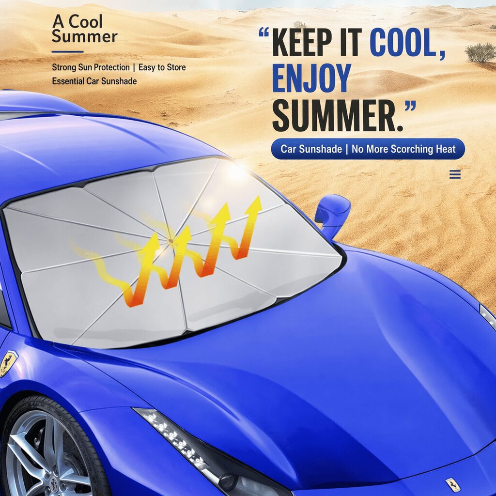 1785167419_d7105a65 Foldable Car Windshield Sun Shade Umbrella – Heat & UV Protection - Image 3
